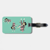 Kundengebundene Socken-Affe-Felsen mit E-Gitarre Gepäckanhänger (Rückseite horizontal)