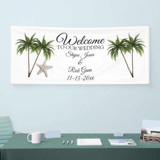 Kundengebundene Strand-Palmen, die Zeichen Wedding Banner (Messe)