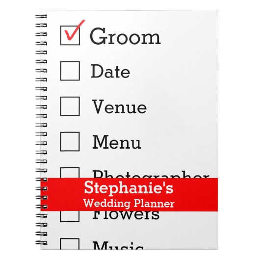 Kundengebundene Wedding Planer-Checkliste Notizblock (Vorderseite)