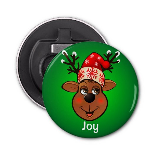 Kundengebundenen Weihnachtsmanns Ren-Cartoon Flaschenöffner (Vorderseite)