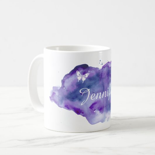 Kundengebundener Aquarell-Name Kaffeetasse (Vorderseite Links)