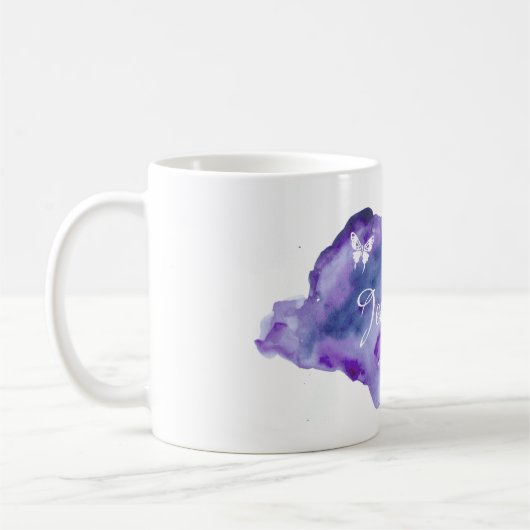 Kundengebundener Aquarell-Name Kaffeetasse (Links)