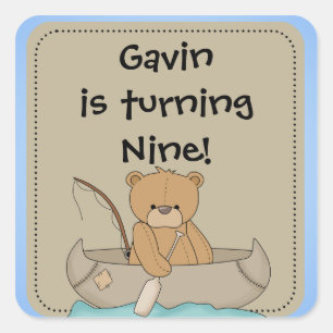 Kundengebundener Bär in den Kanu-Aufklebern Quadratischer Aufkleber