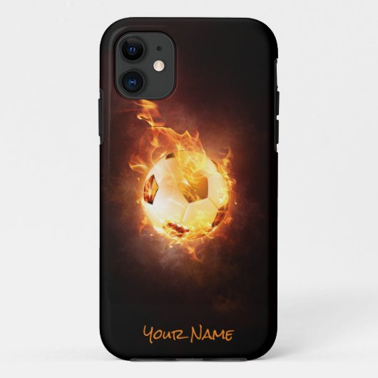 Kundengebundener Fußball unter Feuer, Ball, Case-Mate iPhone Hülle (Rückseite)