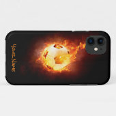 Kundengebundener Fußball unter Feuer, Ball, Case-Mate iPhone Hülle (Rückseite (Horizontal))