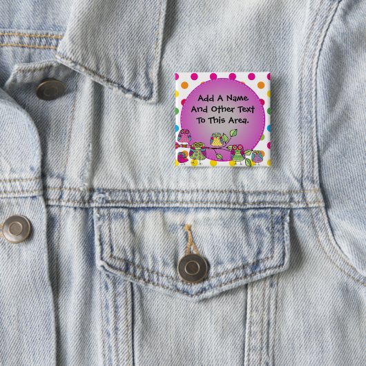 Kundengebundener Natur-Eulen-Knopf Button (Beispiel)