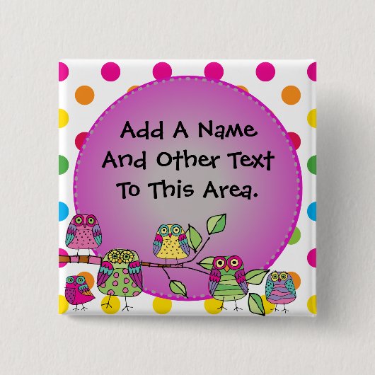 Kundengebundener Natur-Eulen-Knopf Button (Vorderseite)