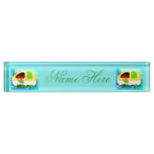 Kundengebundener Retro Vintager Camper Namensplakette (Vorderseite)