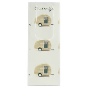 Kundengebundener Retro Vintager Teardropcamper Geschenktüte Für Weinflaschen