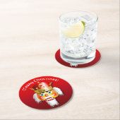 Kundengebundener Weihnachtsnussknacker-König Runder Pappuntersetzer (Vor Ort)