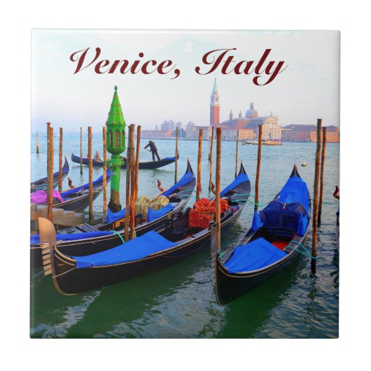 Kundengebundenes Bild der Gondeln in Venedig Fliese (Vorderseite)
