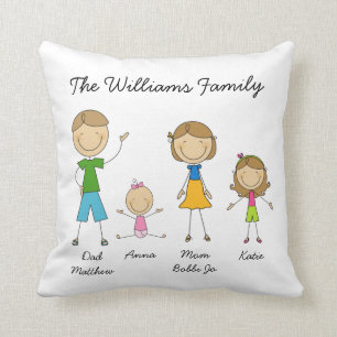 Kundengebundenes Familien-Strichmännchen-Kissen Kissen