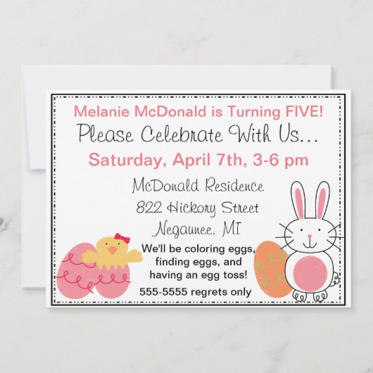 Kundengebundenes Ostern-12x18" Einladung (Rückseite)