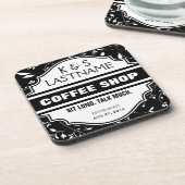 Kundengebundenes Paar-Kaffeestube-Zeichen Getränkeuntersetzer (Linke Seite)