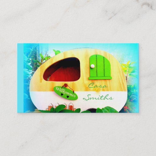 Kundengebundenes Retro Vintages Camperblau Visitenkarte (Vorderseite)