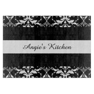 Kundengebundenes Schwarzweiss-Damast-Küchen-Gerä Schneidebrett