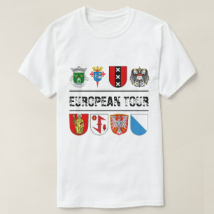 Kundengebundenes Wappen europäischen Ausflug T-Shirt