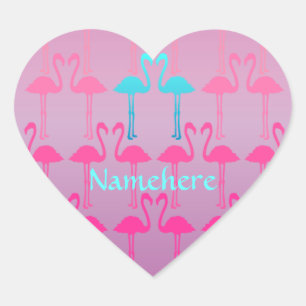 Kundengerecht: Flamingo zwei Herz-Aufkleber