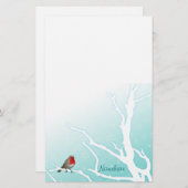 Kundengerecht: Robin in einem Baum Briefpapier (Vorne/Hinten)