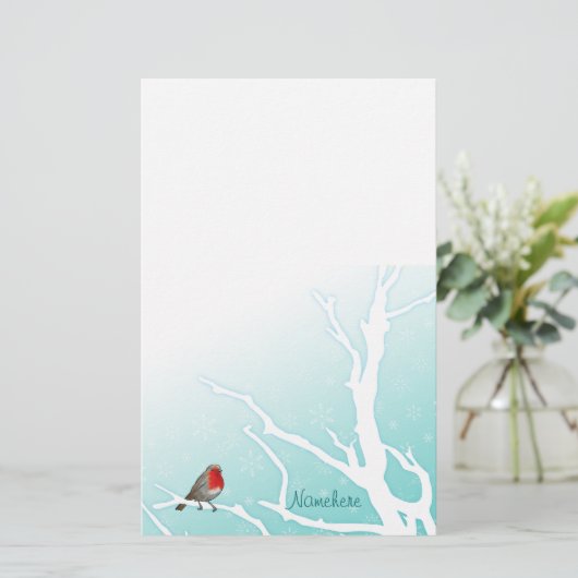 Kundengerecht: Robin in einem Baum Briefpapier (Stehend Vorderseite)