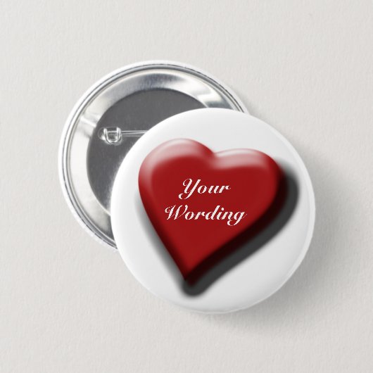 Kundengerechte Abzeichen des roten Herz-Singles Button (Vorne & Hinten)
