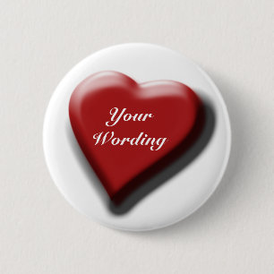 Kundengerechte Abzeichen des roten Herz-Singles Button
