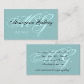 Kundengerechte Aqua-Schwarz-Monogramm-Visitenkarte Visitenkarte (Vorne/Hinten)