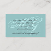 Kundengerechte Aqua-Schwarz-Monogramm-Visitenkarte Visitenkarte (Rückseite)