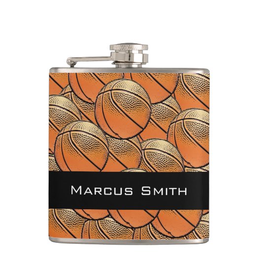 Kundengerechte Basketballmusterflasche Flachmann (Vorderseite)