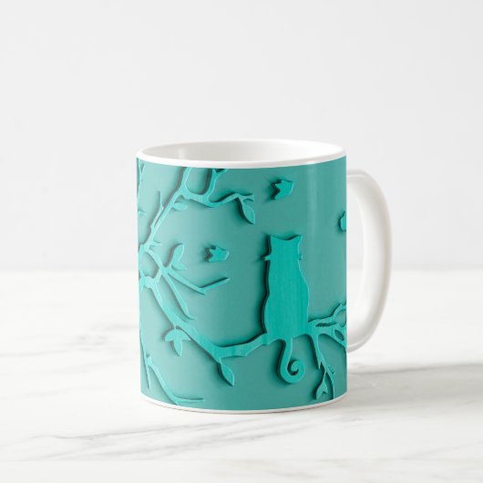 KUNDENGERECHTE CAT-TASSE, TÜRKIS-BLAU KAFFEETASSE (VorderseiteRechts)