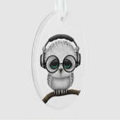 Kundengerechte DJ-Eule mit Kopfhörern und Gläsern Ornament (Vorderseite)