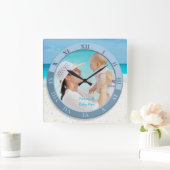 Kundengerechte Foto-Uhr-Küstenstrand-Blau-Meer Quadratische Wanduhr (Zuhause)