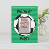 Kundengerechte Fotofußbalball-Party Einladungen (Stehend Vorderseite)