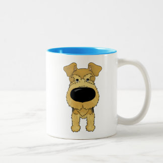 Kundengerechte große Naseairedale-Terrier-Tasse Zweifarbige Tasse