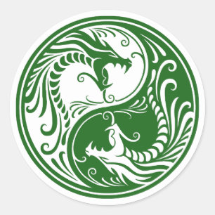 Kundengerechte grüne Yin Yang Drachen Runder Aufkleber