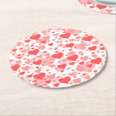 Kundengerechte Hintergrund-Farbe für Herzen Runder Pappuntersetzer (Angewinkelt)