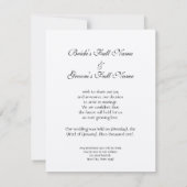 Kundengerechte Hochzeits-Einladungs-Set-Mitteilung Einladung (Rückseite)