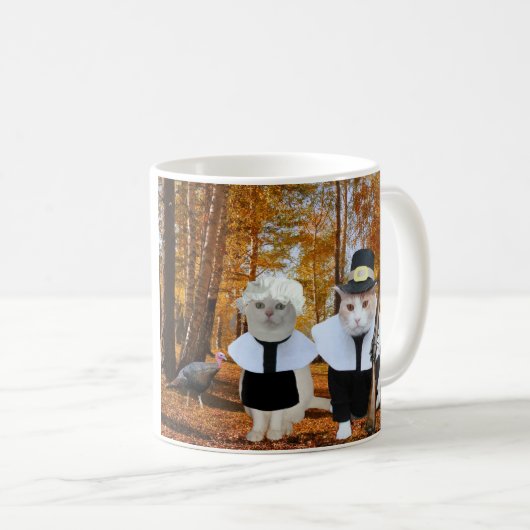 Kundengerechte lustige Katzen-/Miezekatze-Pilger Kaffeetasse (VorderseiteRechts)