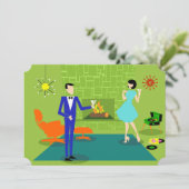 Kundengerechte Mitte- des Jahrhundertsmoderne Einladung (Stehend Vorderseite)