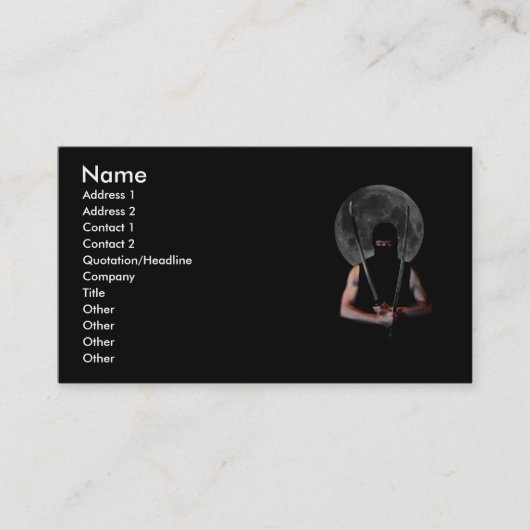 Kundengerechte Ninja Visitenkarte-Schablone Visitenkarte (Vorderseite)