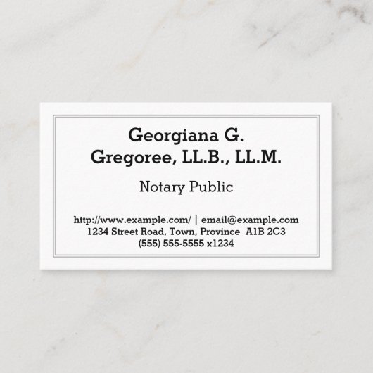 Kundengerechte Notars-Visitenkarte Visitenkarte (Vorderseite)