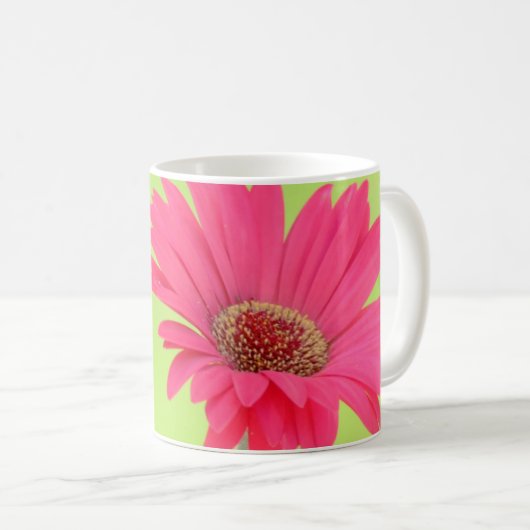 Kundengerechte rosa Gerber Gänseblümchen auf Kaffeetasse (VorderseiteRechts)