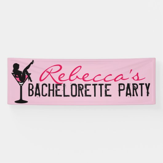 Kundengerechte rosa Martini-Mädchen bachelorette Banner (Horizontal)