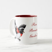 Kundengerechte Rose Breasted Grosbeak-Vogel-Tasse Zweifarbige Tasse (Vorderseite Links)
