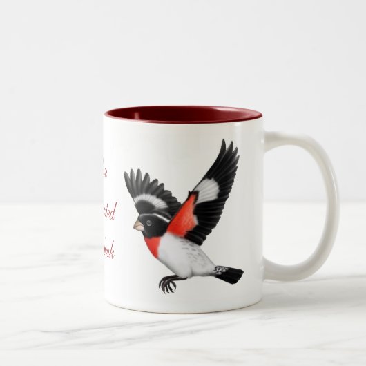 Kundengerechte Rose Breasted Grosbeak-Vogel-Tasse Zweifarbige Tasse (Rechts)
