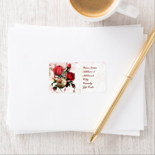 Kundengerechte rote und rosa Rosen Adressaufkleber