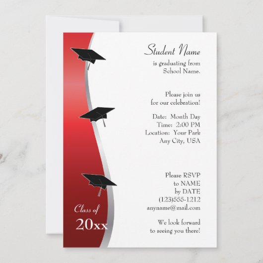 Kundengerechte rote und schwarze einladung (Rückseite)