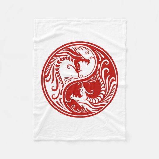 Kundengerechte rote Yin Yang Drachen Fleecedecke (Vorderseite)