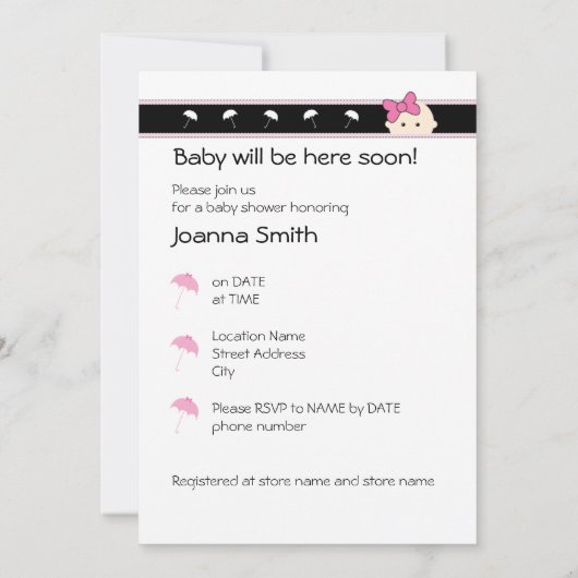 Kundengerechte Schlagzeuger BabyShower Einladung (Rückseite)