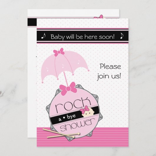 Kundengerechte Schlagzeuger BabyShower Einladung (Vorne/Hinten)